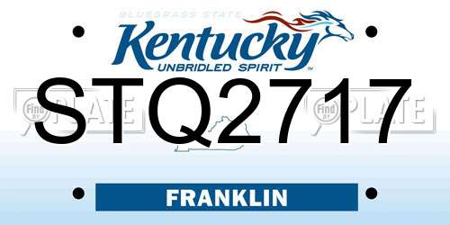 STQ2717 Kentucky License Plate