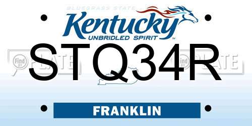 STQ34R Kentucky License Plate