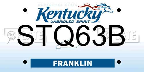 STQ63B Kentucky License Plate