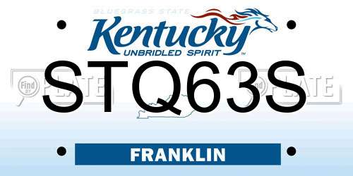 STQ63S Kentucky License Plate
