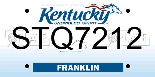 STQ7212 Kentucky License Plate