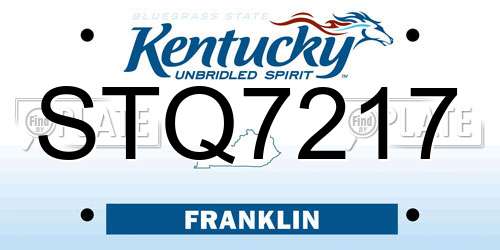 STQ7217 Kentucky License Plate