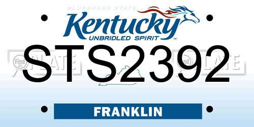 STS2392 Kentucky License Plate