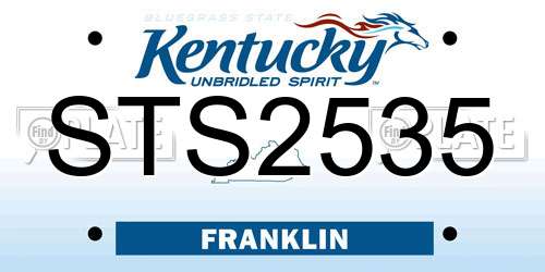 STS2535 Kentucky License Plate