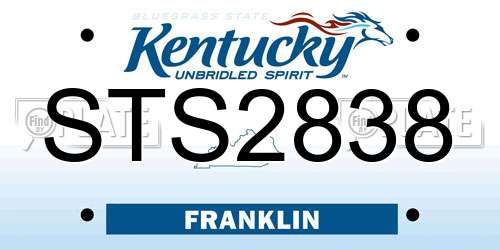 STS2838 Kentucky License Plate
