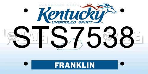 STS7538 Kentucky License Plate