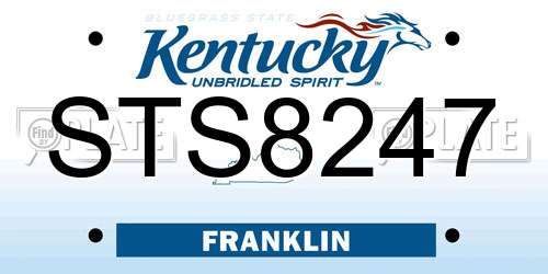 STS8247 Kentucky License Plate