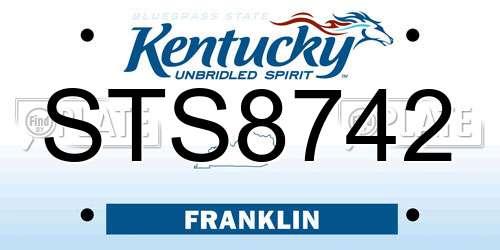 STS8742 Kentucky License Plate