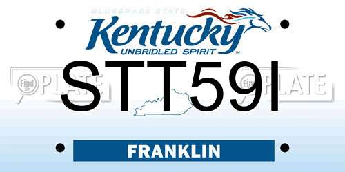 STT59I Kentucky License Plate