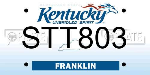 STT803 Kentucky License Plate