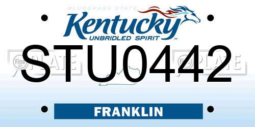 STU0442 Kentucky License Plate