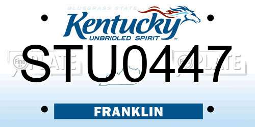STU0447 Kentucky License Plate