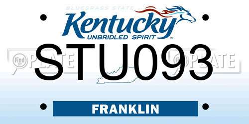 STU093 Kentucky License Plate