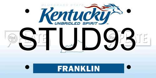 STUD93 Kentucky License Plate