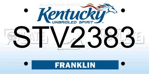 STV2383 Kentucky License Plate
