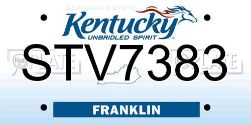 STV7383 Kentucky License Plate