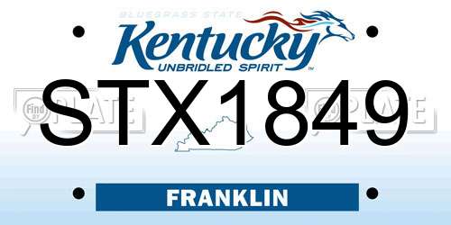 STX1849 Kentucky License Plate