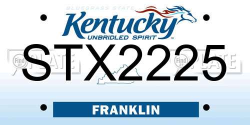STX2225 Kentucky License Plate
