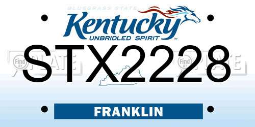 STX2228 Kentucky License Plate