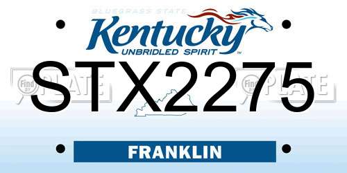 STX2275 Kentucky License Plate