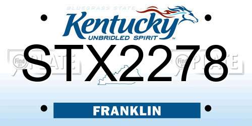 STX2278 Kentucky License Plate