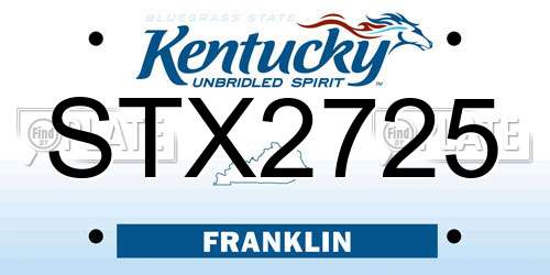 STX2725 Kentucky License Plate