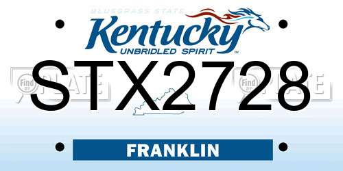 STX2728 Kentucky License Plate