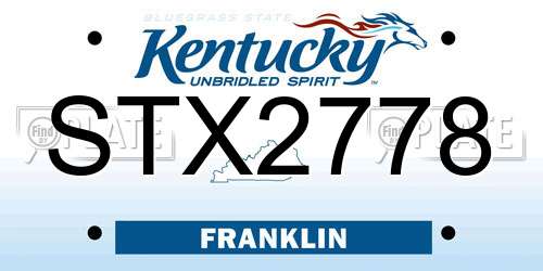 STX2778 Kentucky License Plate
