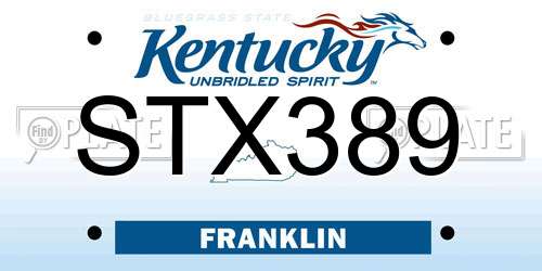 STX389 Kentucky License Plate