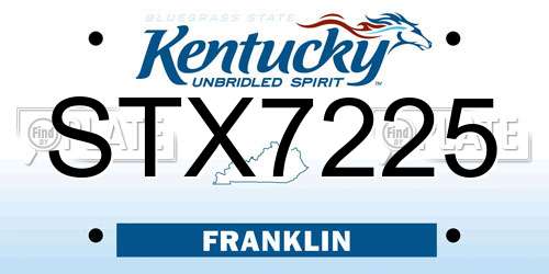 STX7225 Kentucky License Plate