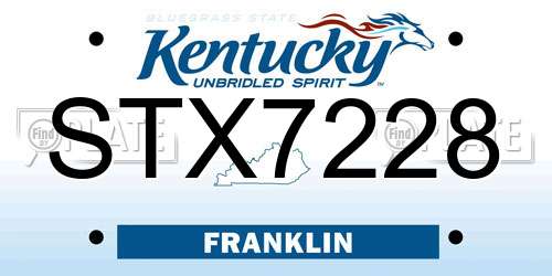 STX7228 Kentucky License Plate