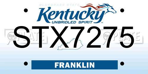 STX7275 Kentucky License Plate