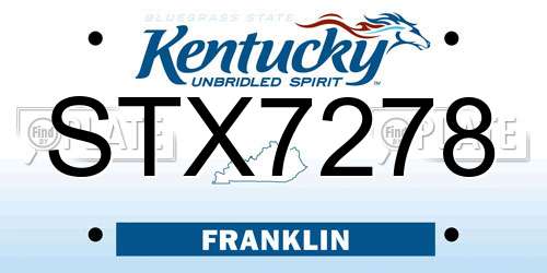 STX7278 Kentucky License Plate
