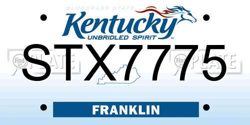 STX7775 Kentucky License Plate