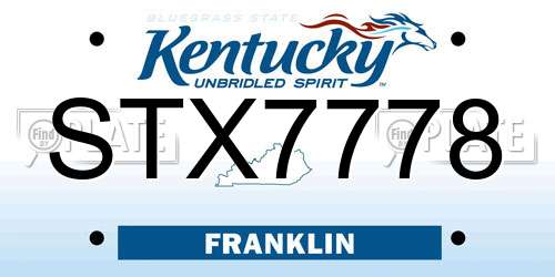 STX7778 Kentucky License Plate