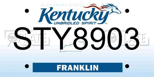 STY8903 Kentucky License Plate