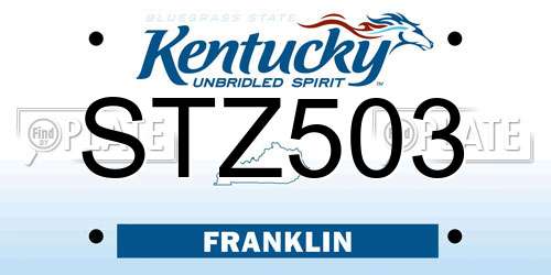 STZ503 Kentucky License Plate