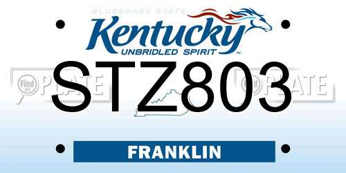 STZ803 Kentucky License Plate