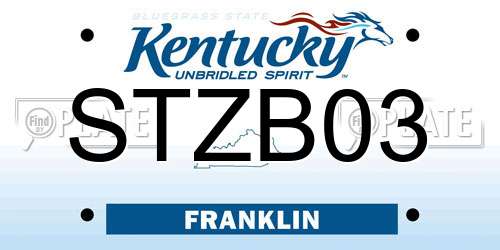 STZB03 Kentucky License Plate