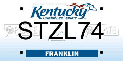 STZL74 Kentucky License Plate