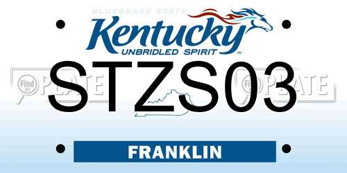 STZS03 Kentucky License Plate