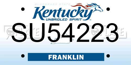 SU54223 Kentucky License Plate