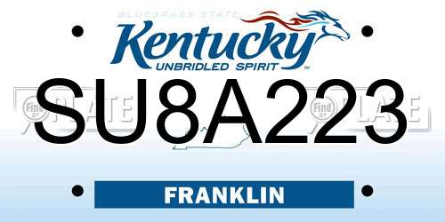SU8A223 Kentucky License Plate