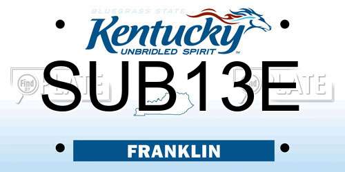 SUB13E Kentucky License Plate
