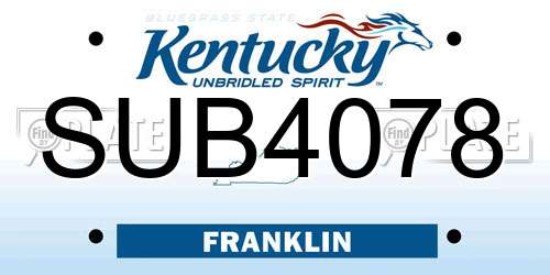SUB4078 Kentucky License Plate