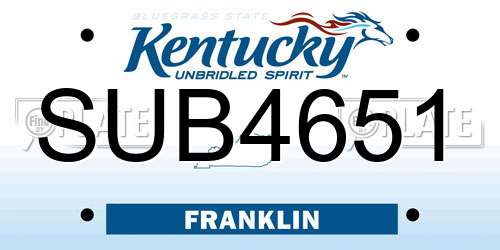 SUB4651 Kentucky License Plate