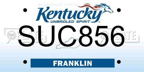 SUC856 Kentucky License Plate