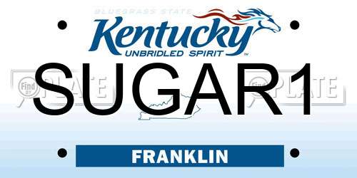 SUGAR1 Kentucky License Plate