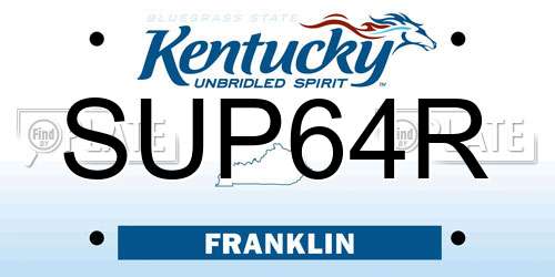 SUP64R Kentucky License Plate