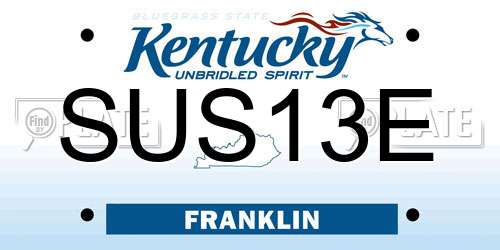 SUS13E Kentucky License Plate